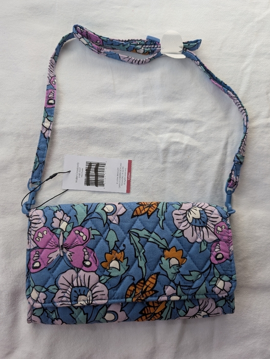 Vera Bradley Handbags - Vera Bradley Wild Prairie Floral Blue Quilted Fabric Crossbody Wallet Bag